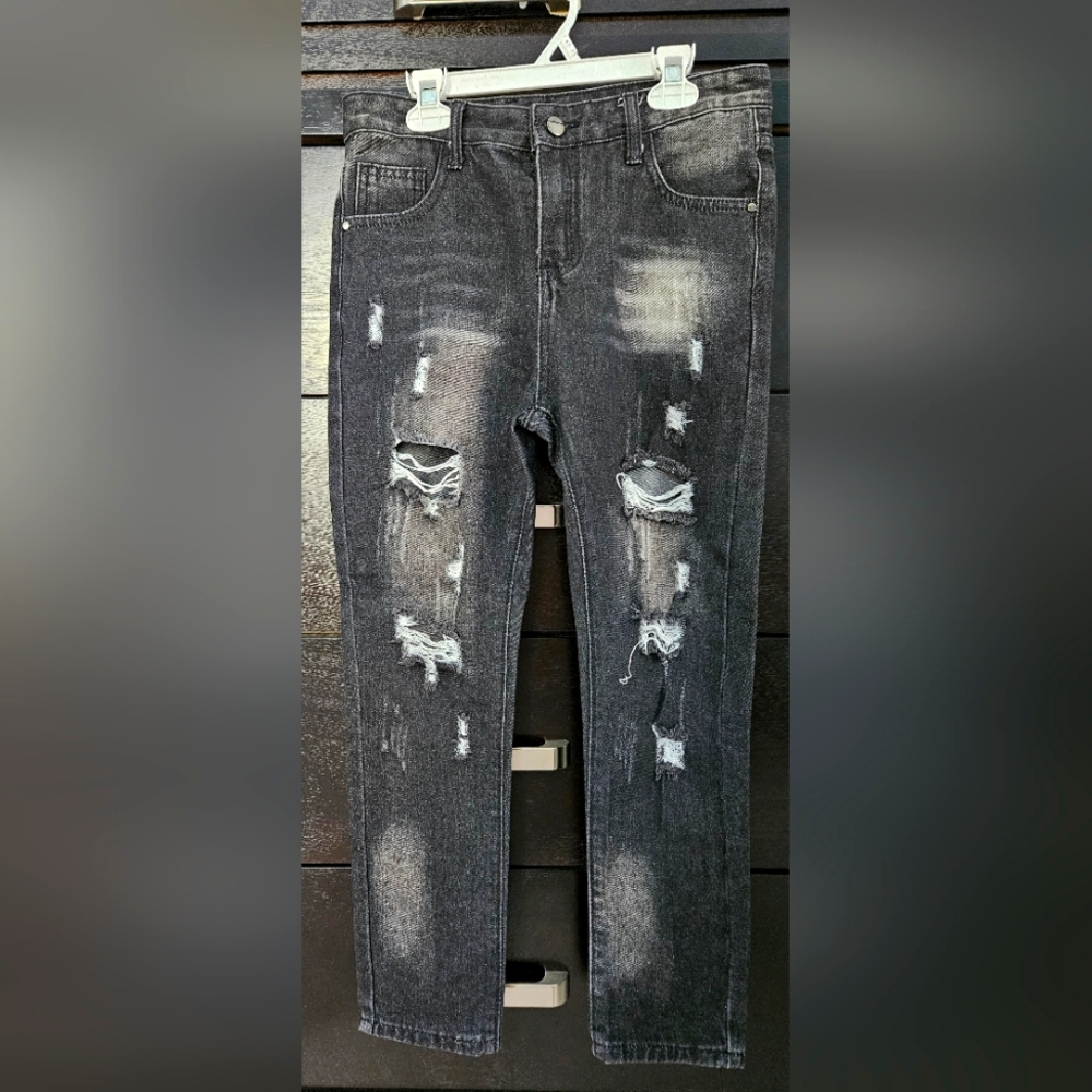 Distressed Black Jeans for Boys